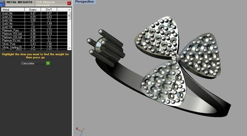 Clover Diamond Ring 3D print model_3