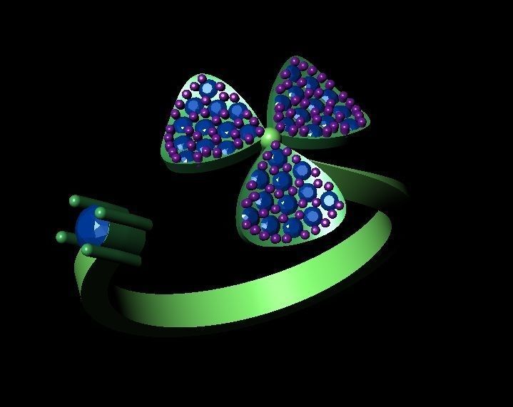 Clover Diamond Ring 3D print model_4