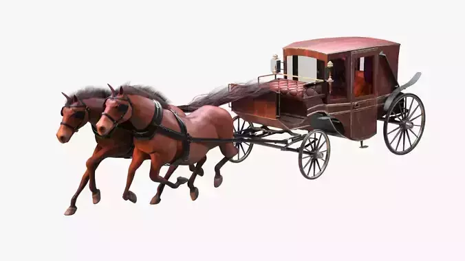 Carriage with Horses 3D model