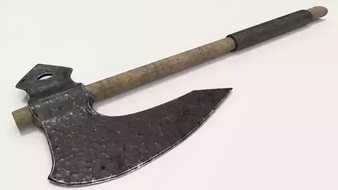 Old Hammered Axe  Low-poly 3D model