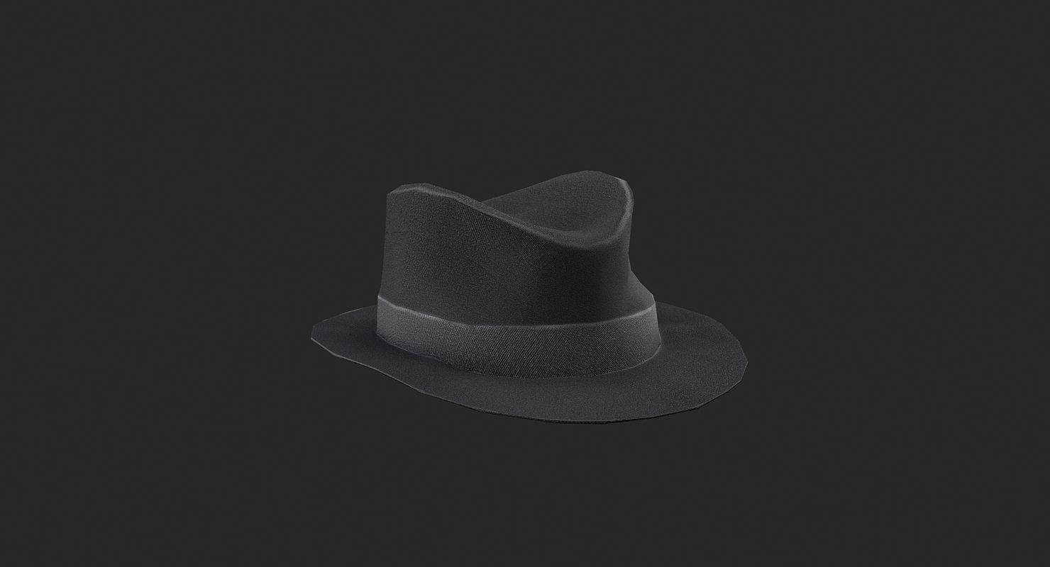 Classical hat Low-poly 3D model_1