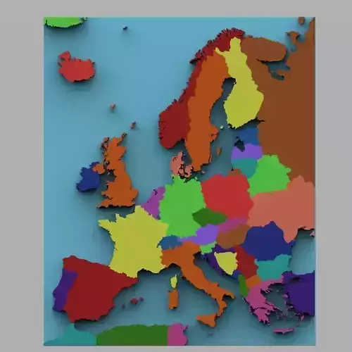 European Continent Map for 3ds and obj