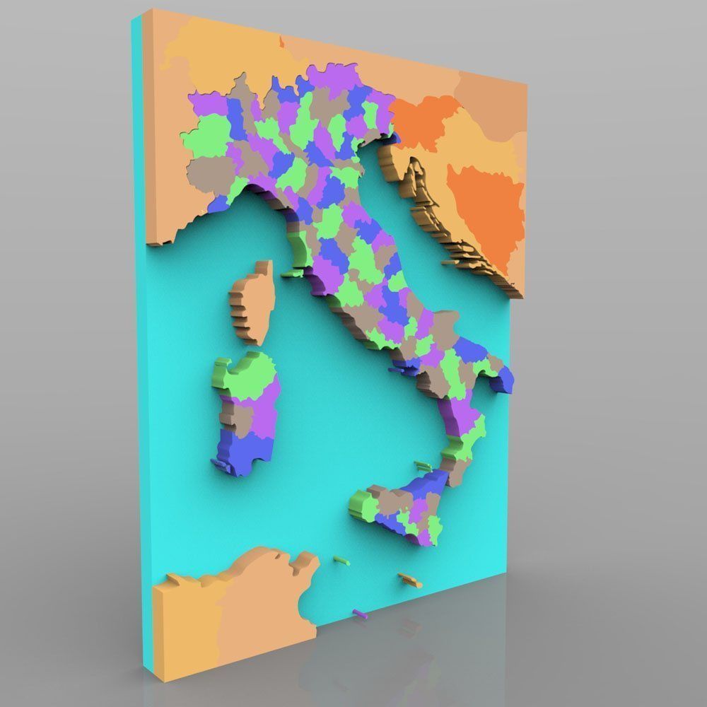Italy With Provinces Map for 3ds and obj 3D model_1