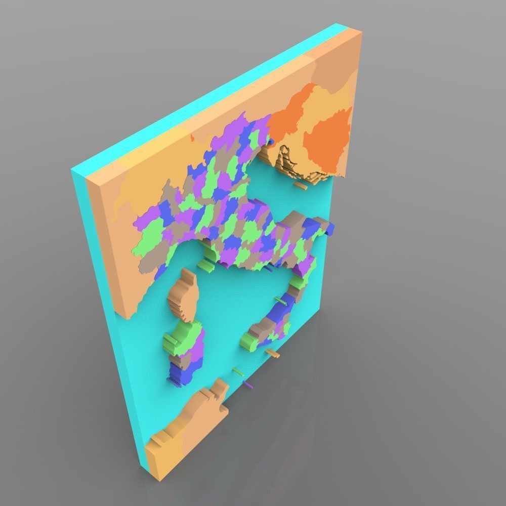 Italy With Provinces Map for 3ds and obj 3D model_4