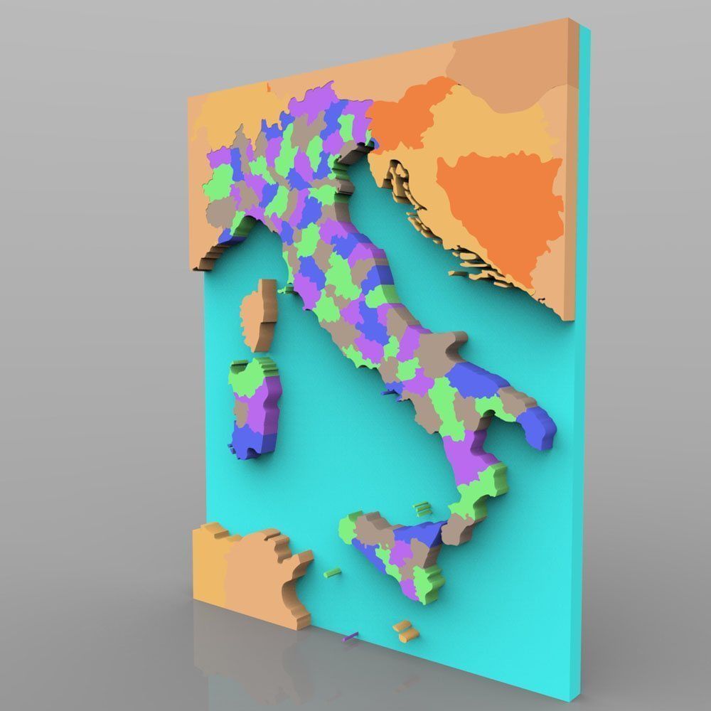 Italy With Provinces Map for 3ds and obj 3D model_2