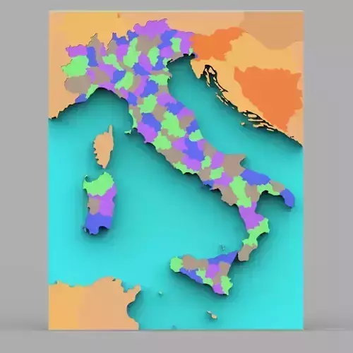 Italy With Provinces Map for 3ds and obj 3D model