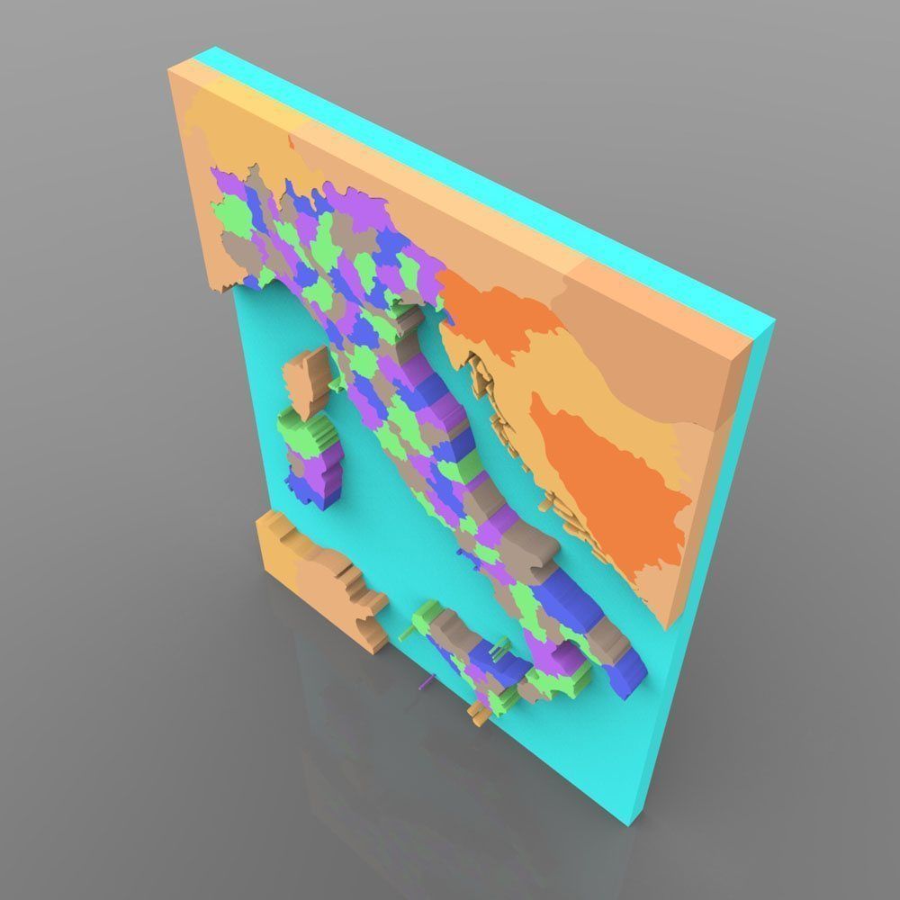 Italy With Provinces Map for 3ds and obj 3D model_3
