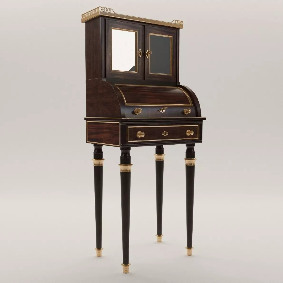 Neoclassical cylinder bureau - France - 19th century 3D model