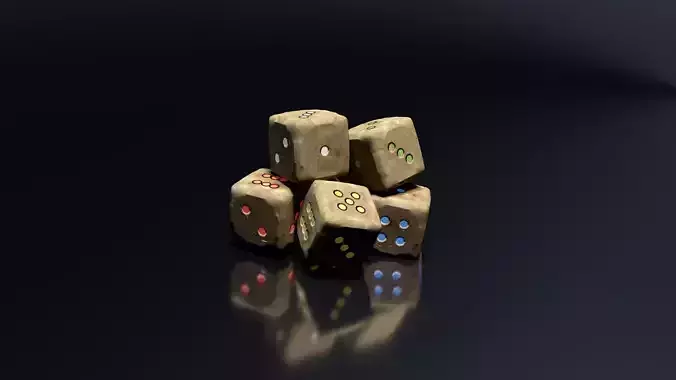 Bone Dice Collection Low-poly 3D model