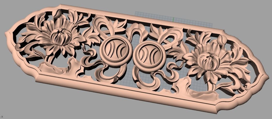 Door decorative flower 3D STL model used for CNC router E038 3D model_1