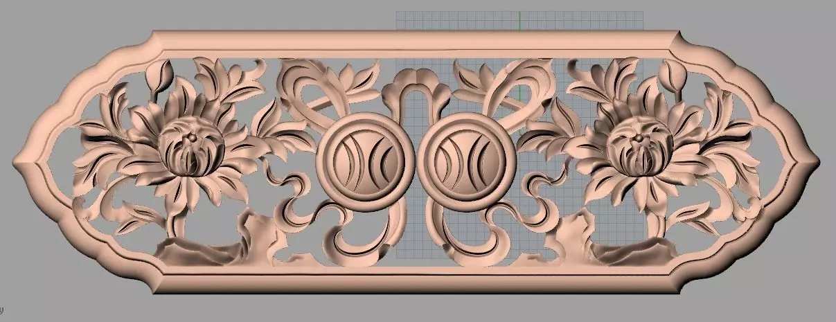 Door decorative flower 3D STL model used for CNC router E038 3D model_0