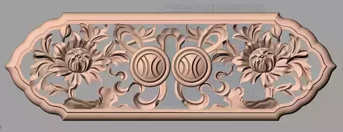 Door decorative flower 3D STL model used for CNC router E038