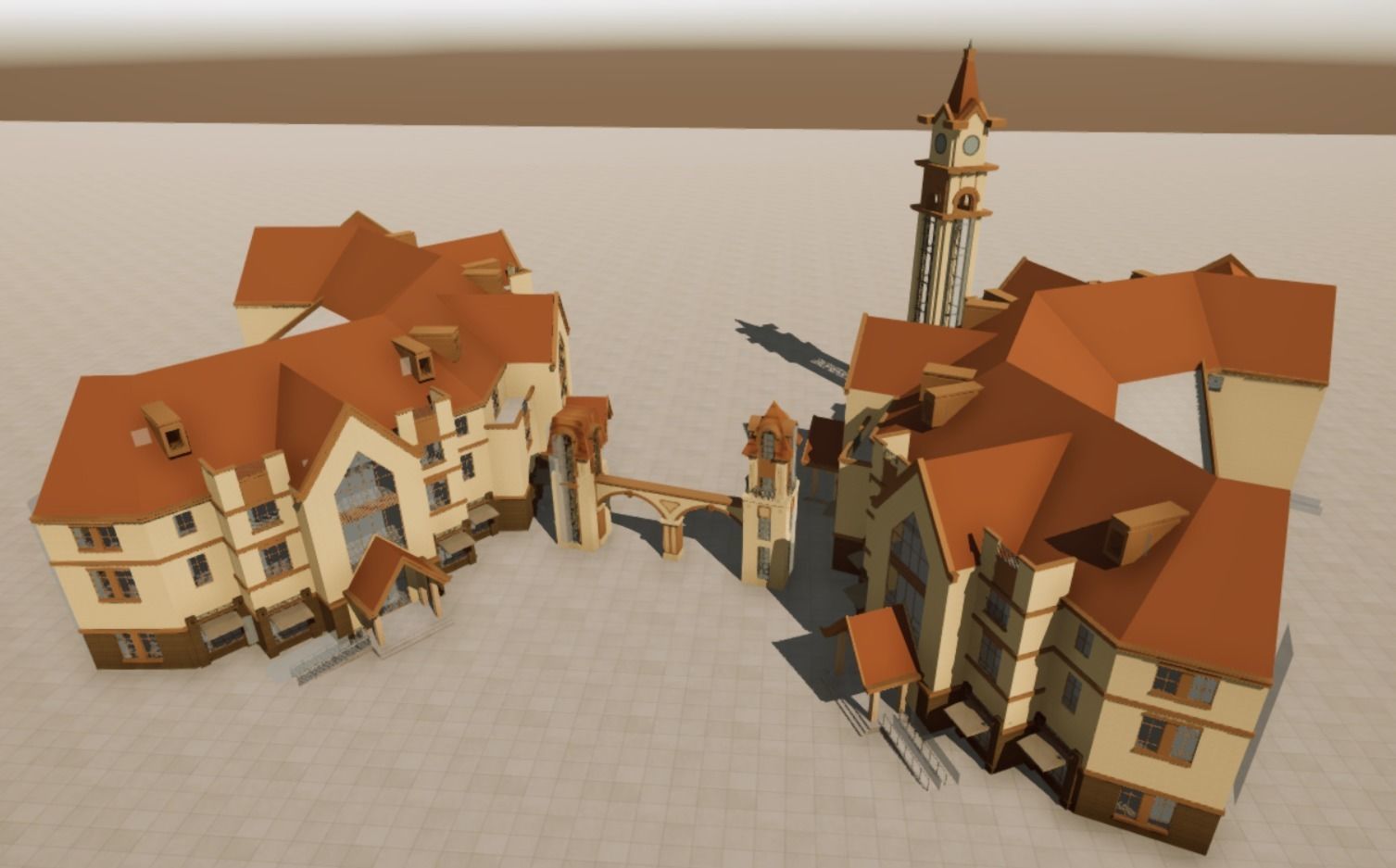 Commercial Street entrance building Low-poly 3D model_4