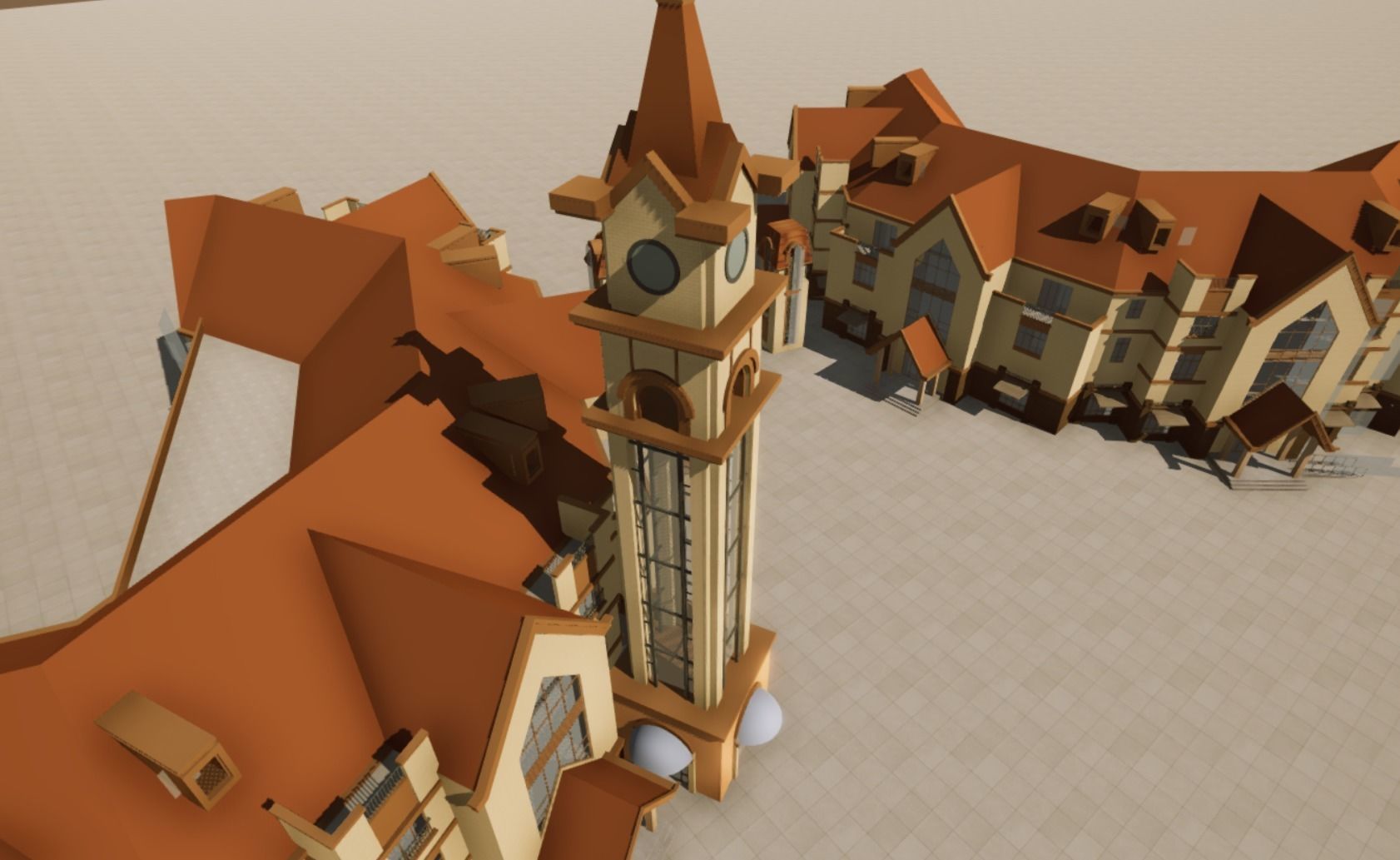 Commercial Street entrance building Low-poly 3D model_6