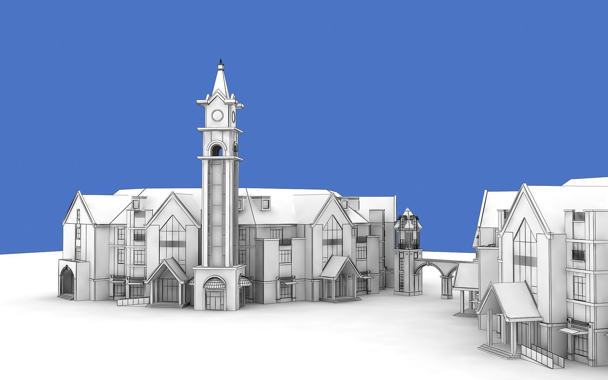 Commercial Street entrance building Low-poly 3D model_14