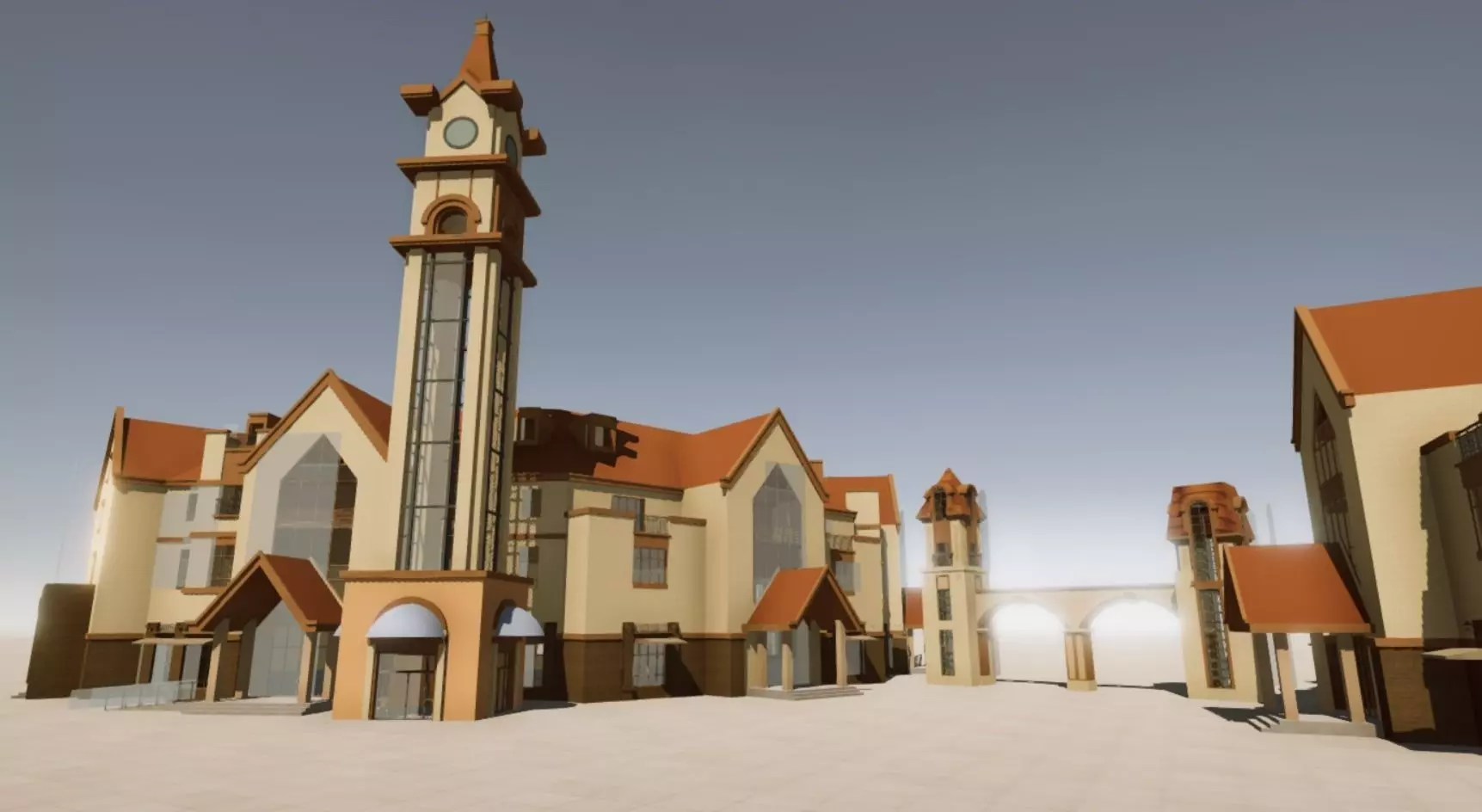 Commercial Street entrance building Low-poly 3D model_0