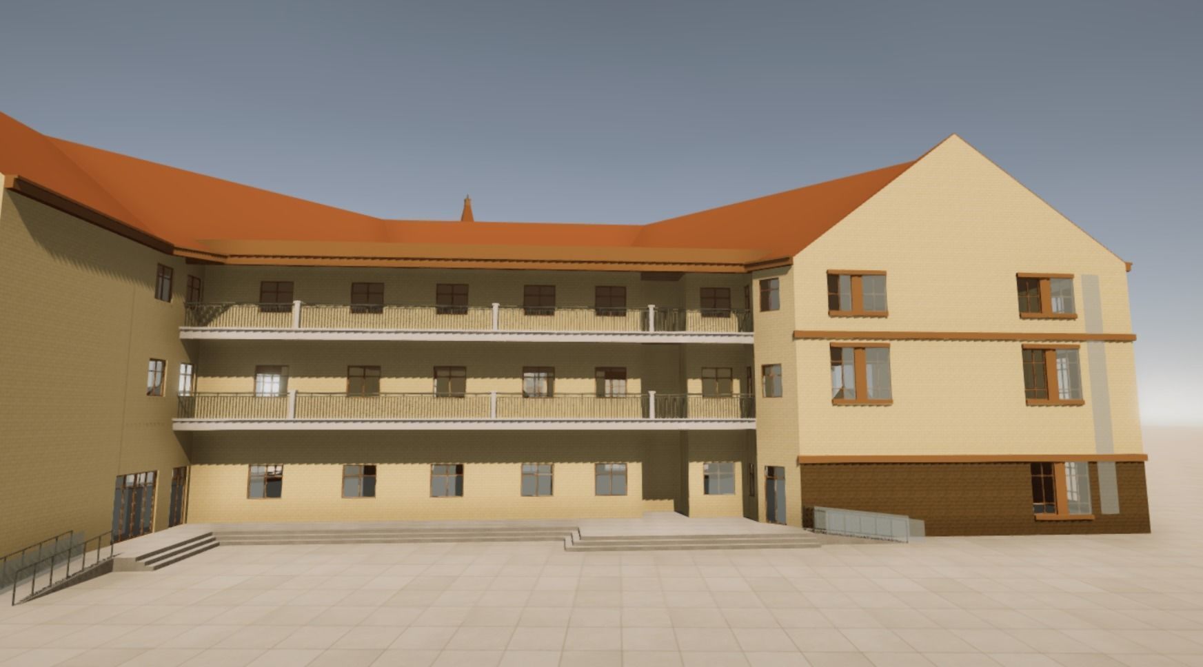 Commercial Street entrance building Low-poly 3D model_10