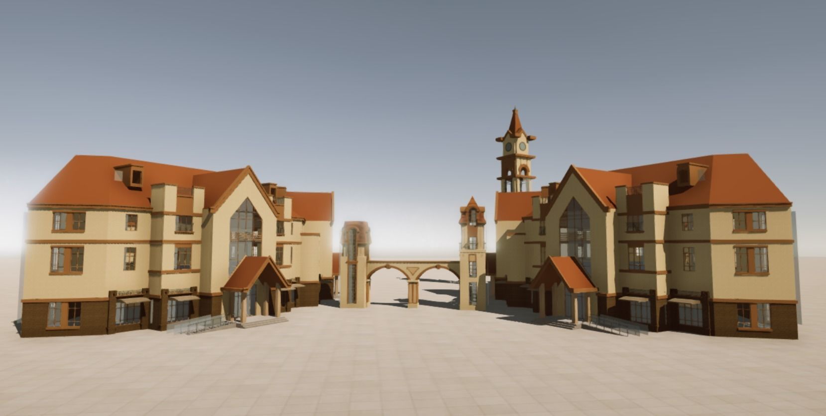 Commercial Street entrance building Low-poly 3D model_12