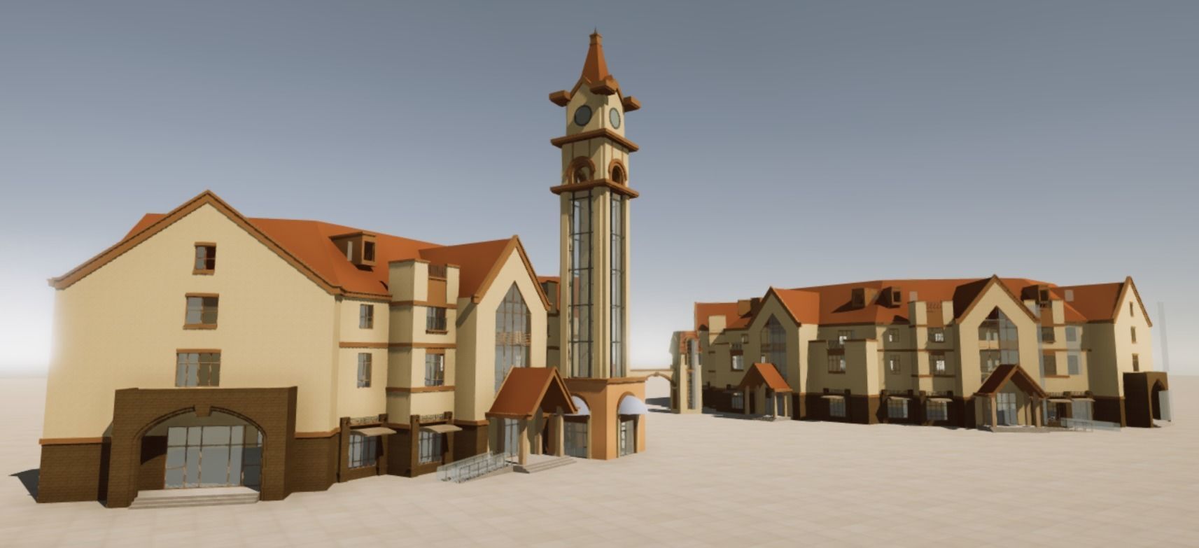 Commercial Street entrance building Low-poly 3D model_5