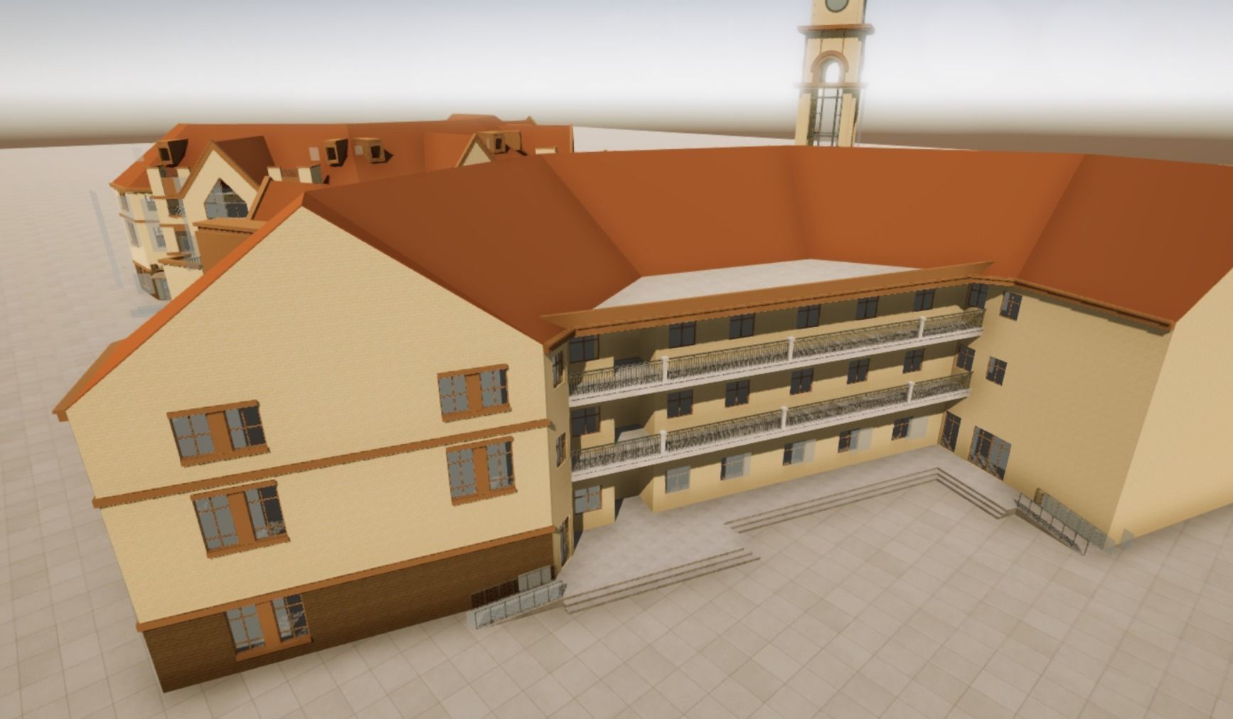 Commercial Street entrance building Low-poly 3D model_9