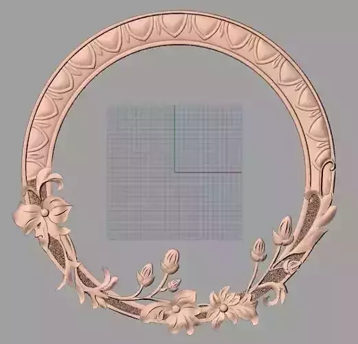 Round flower 3D relief STL model used for CNC router E040