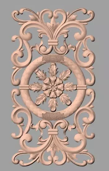 Furniture decorative flower 3D STL model for CNC carving E043 3D model_0
