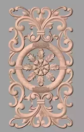 Furniture decorative flower 3D STL model for CNC carving E043