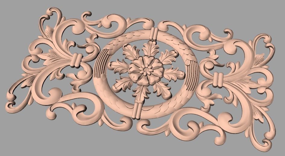 Furniture decorative flower 3D STL model for CNC carving E043 3D model_1