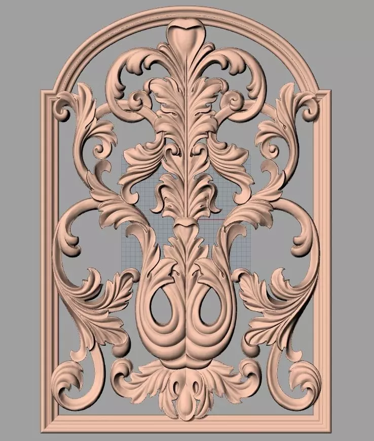 Furniture decorative flower 3D STL model for CNC carving E045 3D model_0