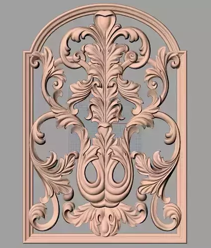 Furniture decorative flower 3D STL model for CNC carving E045