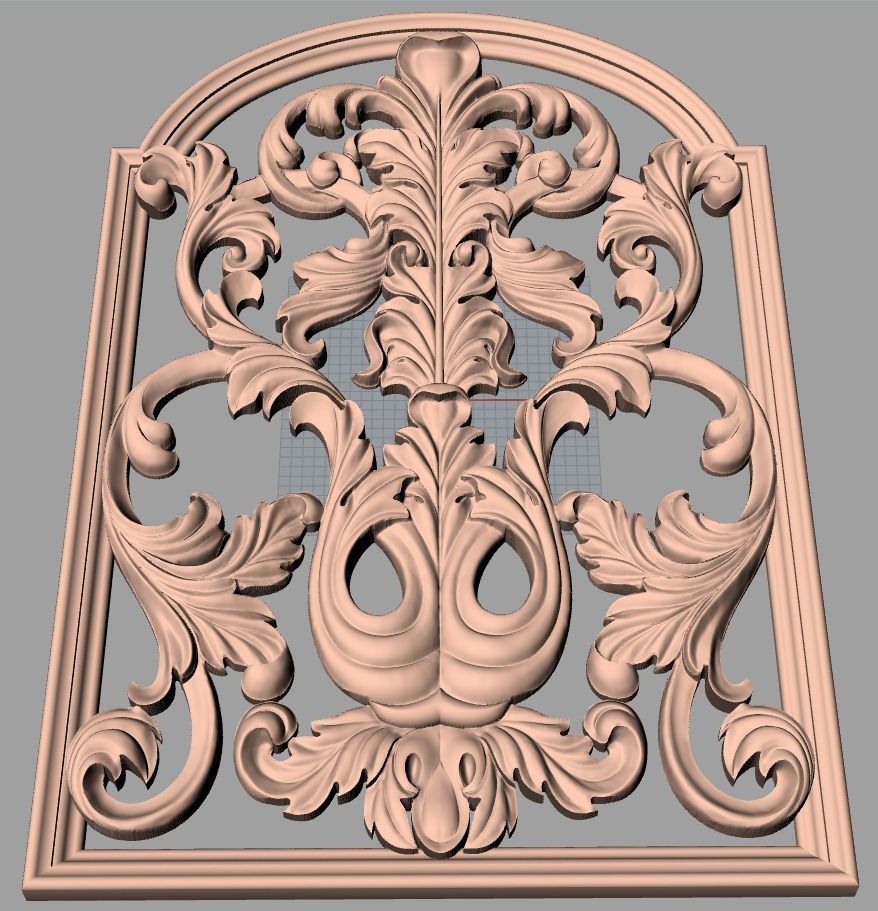 Furniture decorative flower 3D STL model for CNC carving E045 3D model_1