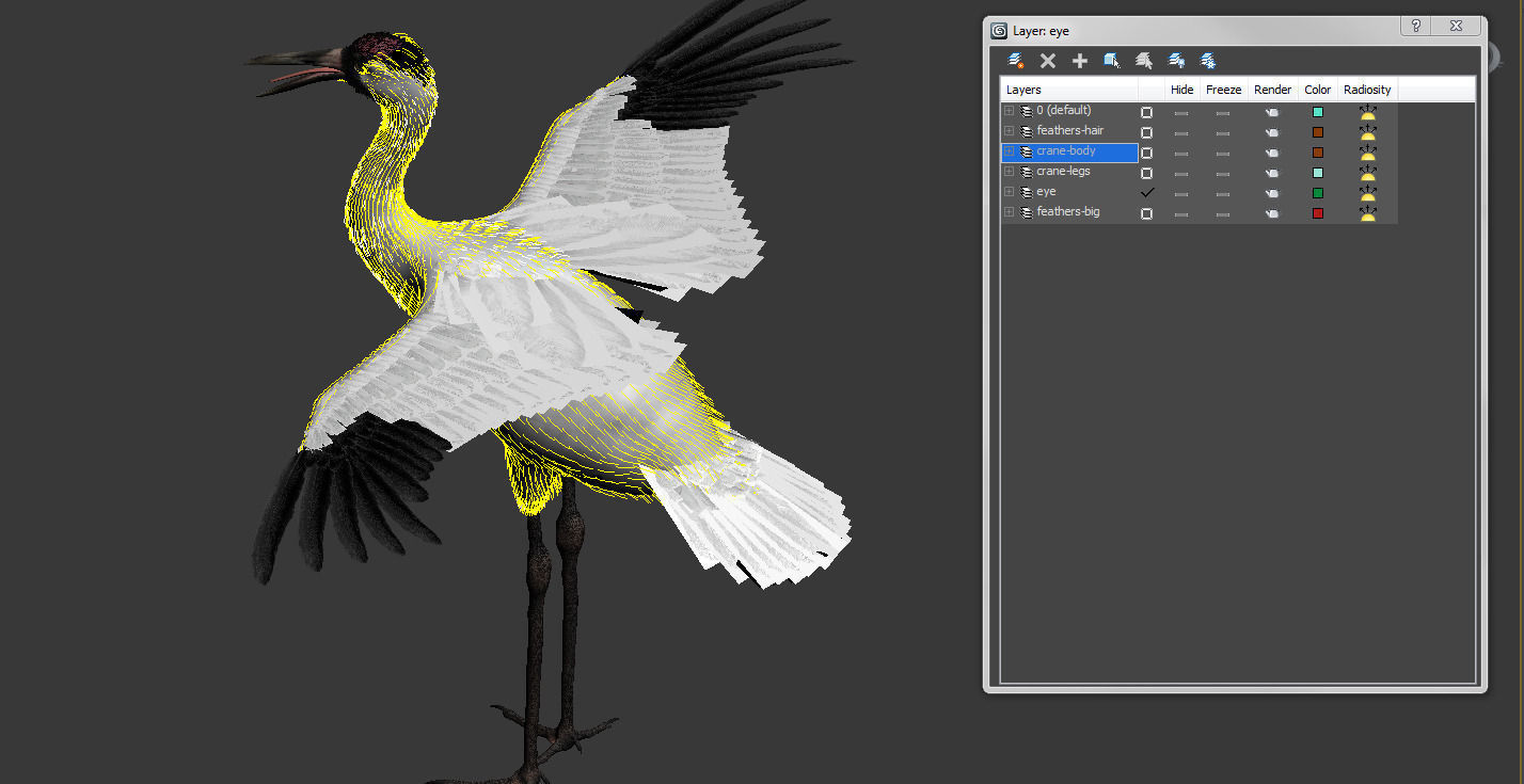 Crane Bird 3D model_6