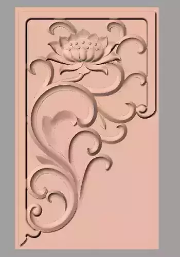 Decorative angle flower 3D STL model used for CNC router E056