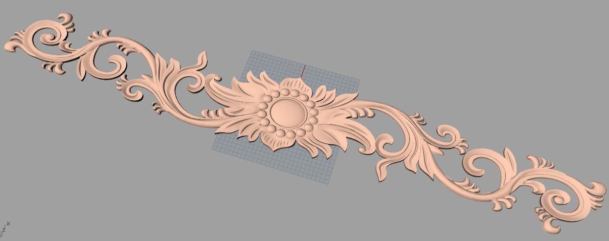 Furniture decorative flower 3D STL model for CNC carving E058 3D model_1