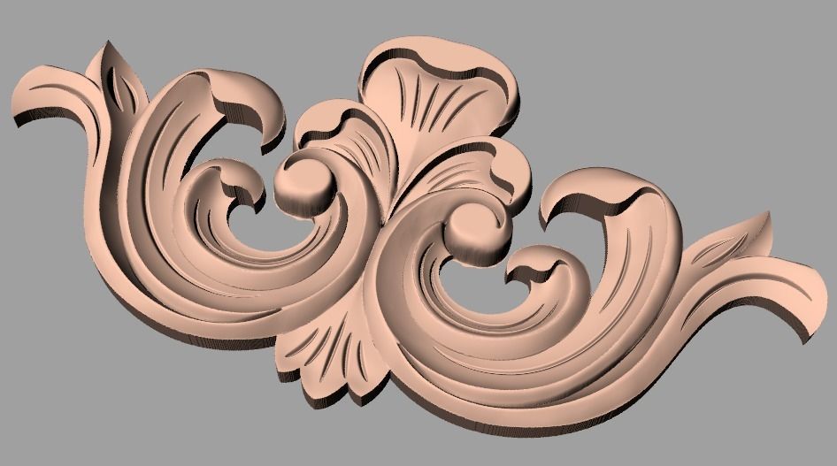 Furniture decorative flower 3D STL model for CNC carving E060 3D model_1