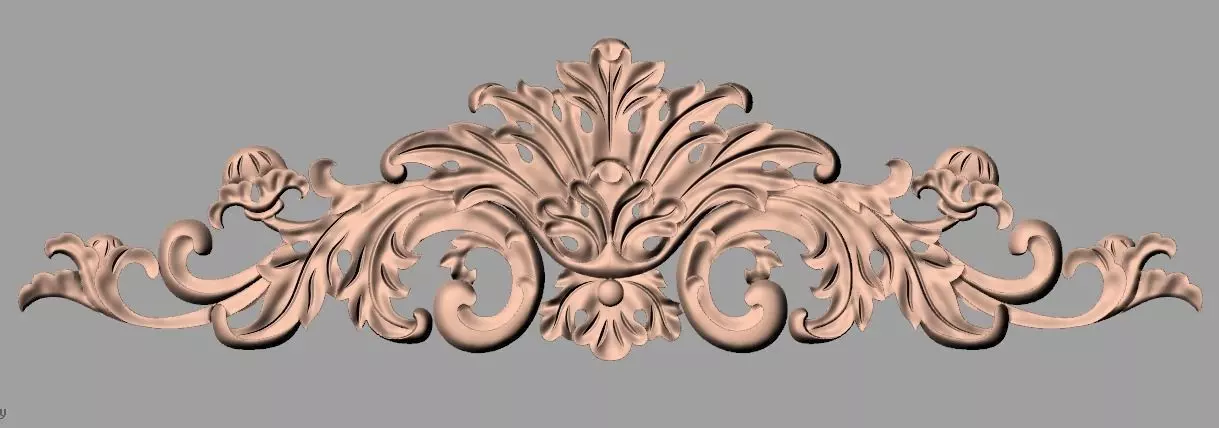 European style flower 3D relief STL Model for cnc engraving E061 3D model_0