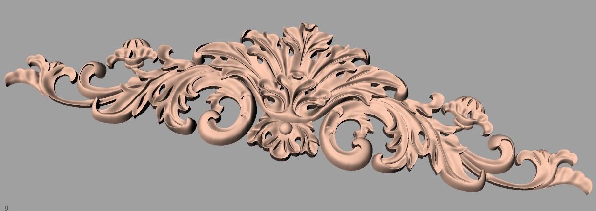 European style flower 3D relief STL Model for cnc engraving E061 3D model_1