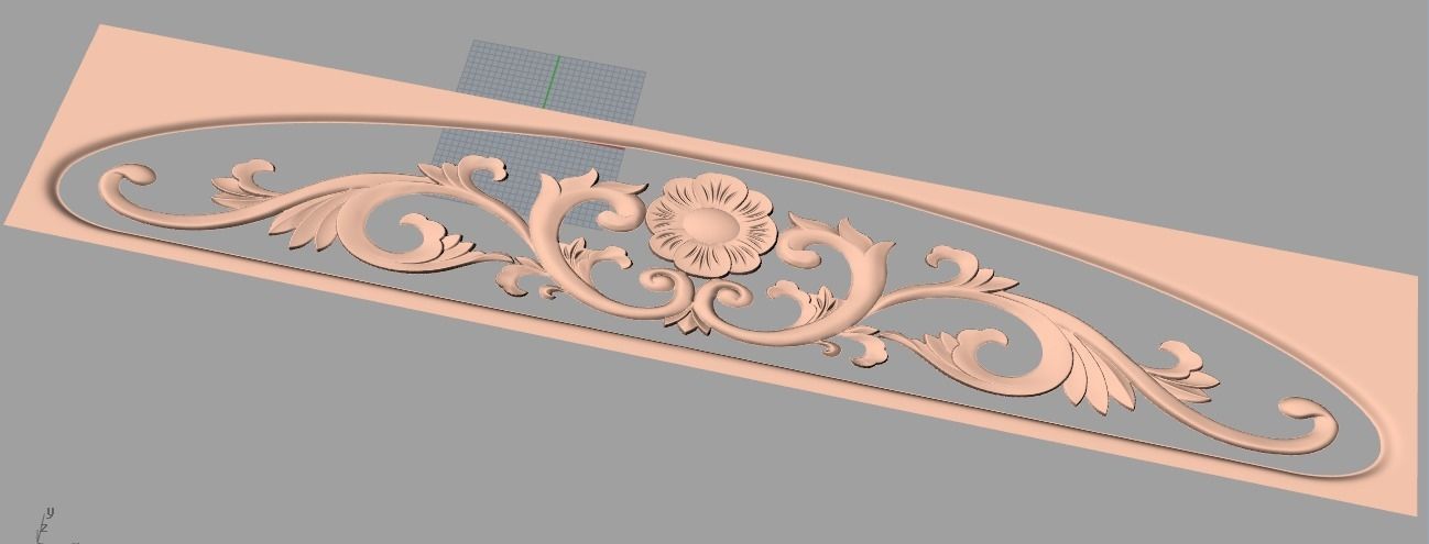 European style flower 3D relief STL Model for cnc engraving E063 3D model_1
