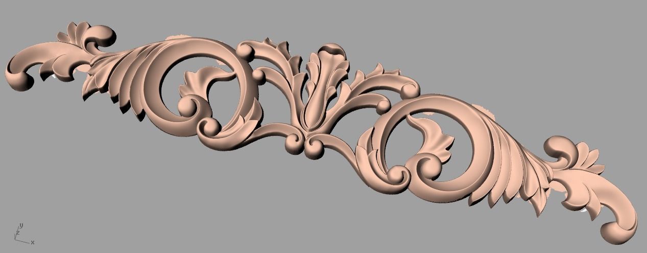 European style flower 3D relief STL Model for cnc engraving E065 3D model_1
