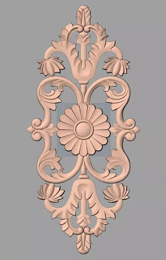 European style flower 3D relief STL Model for cnc engraving E066 3D model_0