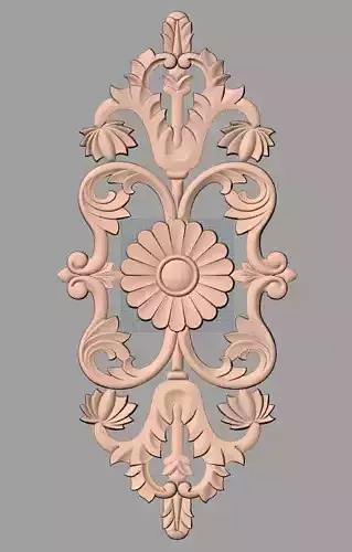 European style flower 3D relief STL Model for cnc engraving E066