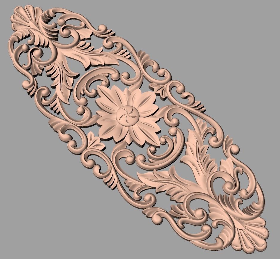 European style flower 3D relief STL Model for cnc engraving E070 3D model_1