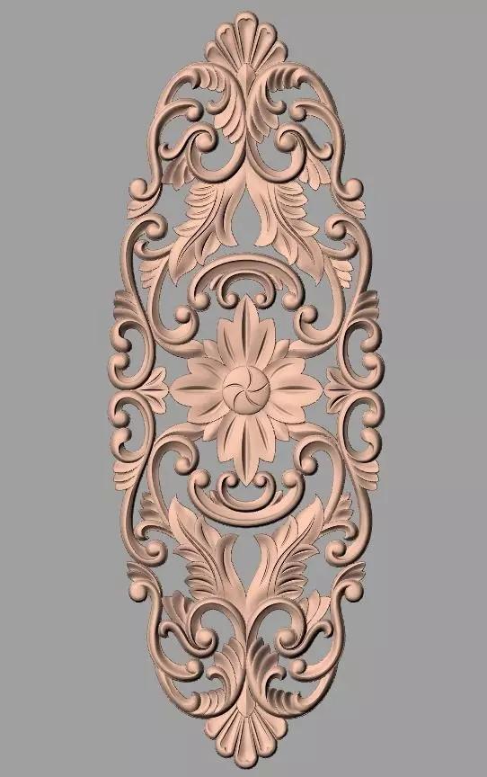 European style flower 3D relief STL Model for cnc engraving E070 3D model_0