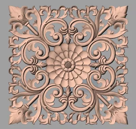 European style flower 3D relief STL Model for cnc engraving E075 3D model_0