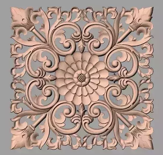 European style flower 3D relief STL Model for cnc engraving E075