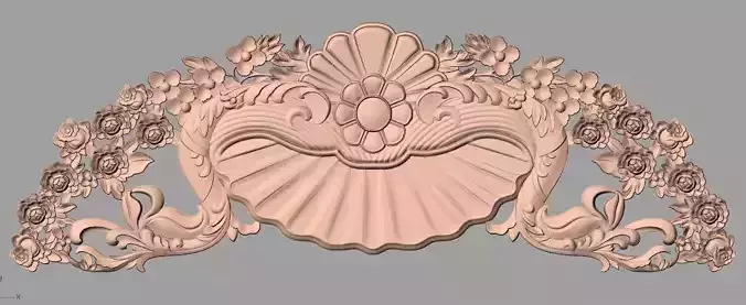 European style flower 3D relief STL Model for cnc engraving E078