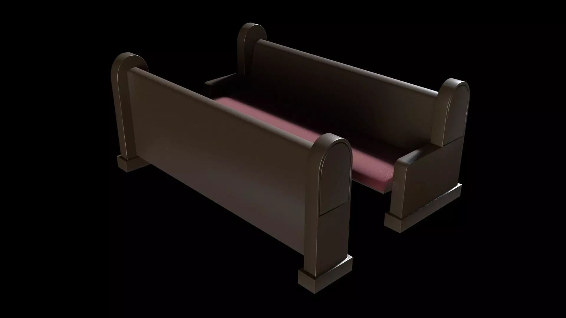 Church Pew Set Low-poly 3D model_0