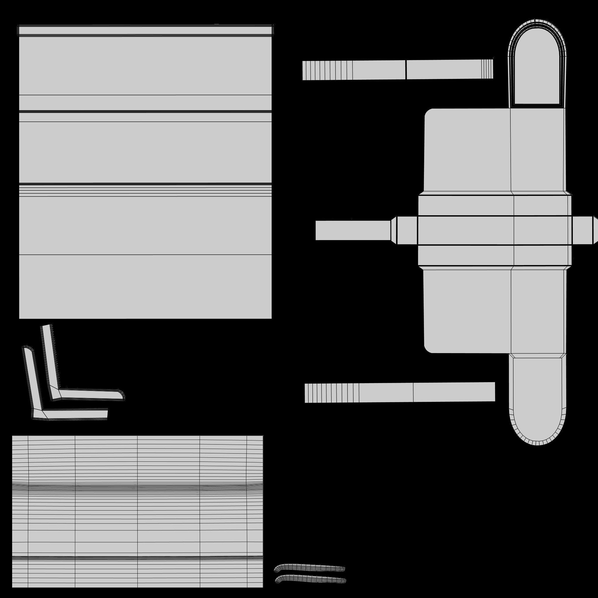 Church Pew Set Low-poly 3D model_19