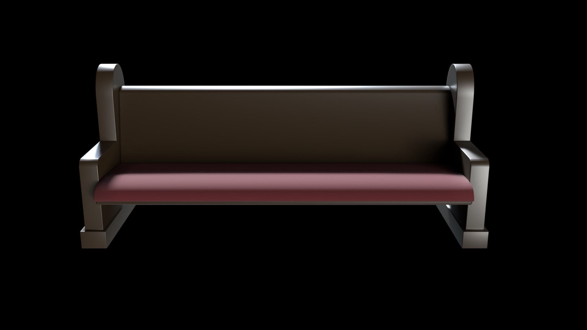 Church Pew Set Low-poly 3D model_4