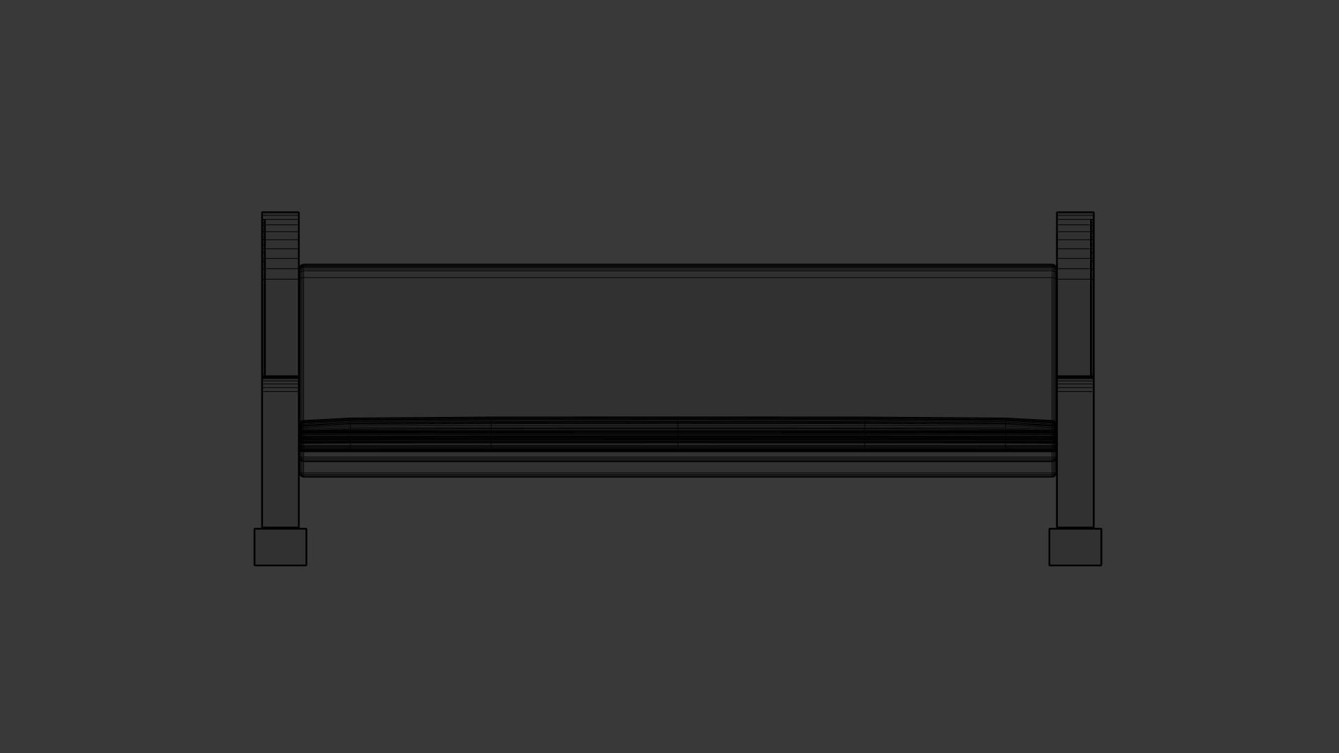 Church Pew Set Low-poly 3D model_13